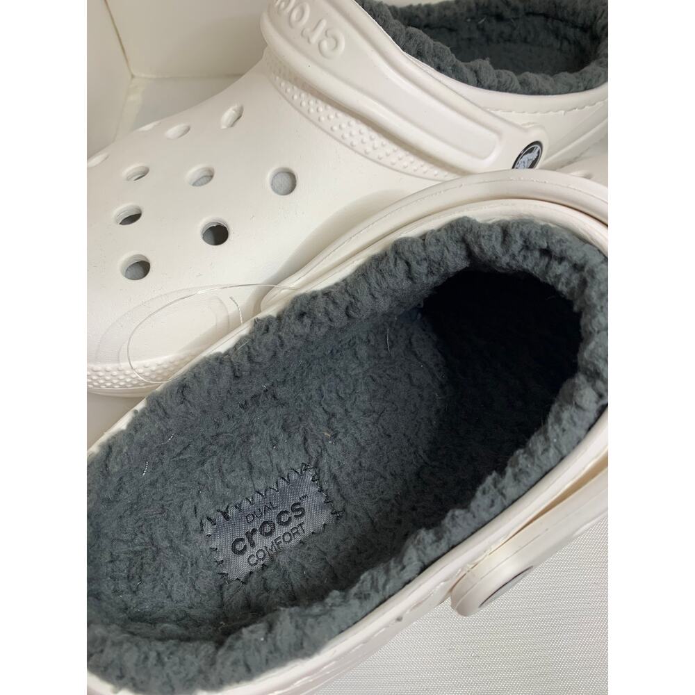 Crocs Dual Comfort White Men's 8 Women's 10 Gray Fur Lining - Picture 3 of 6